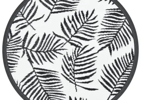 Covor de exterior, ARAKIL alb și negru, Ø120 cm, PP - 2/5