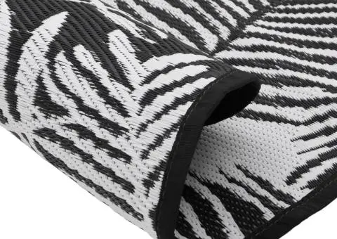 Covor de exterior, ARAKIL alb și negru, Ø120 cm, PP - 5/5