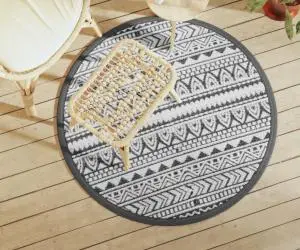 vidaXL Covor de exterior, ARAKIL negru, Ø120 cm, PP