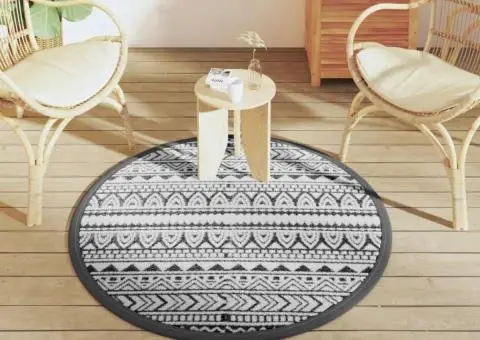 Covor de exterior, ARAKIL negru, Ø120 cm, PP - 3/5