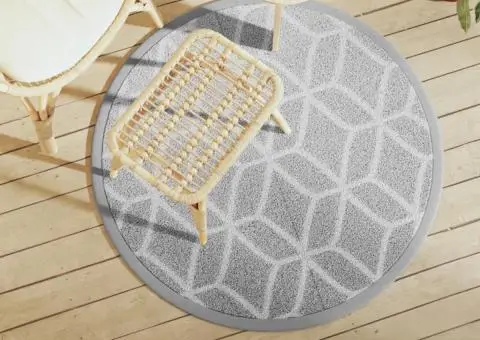 Covor de exterior, ARAKIL gri, Ø120 cm, PP - 1/5