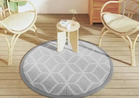 Covor de exterior, ARAKIL gri, Ø120 cm, PP - 3/5