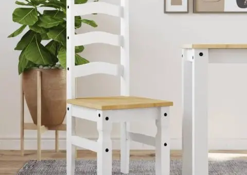 Scaune de bucătărie Corona 2buc. alb 42x47x107cm lemn masiv pin - 1/5