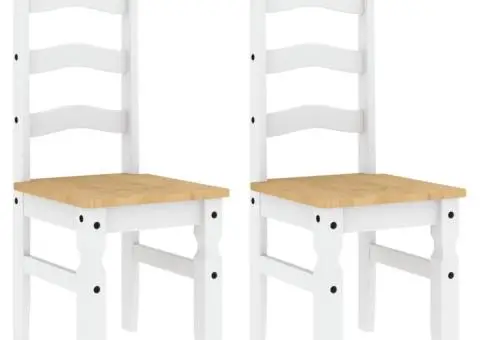 Scaune de bucătărie Corona 2buc. alb 42x47x107cm lemn masiv pin - 2/5