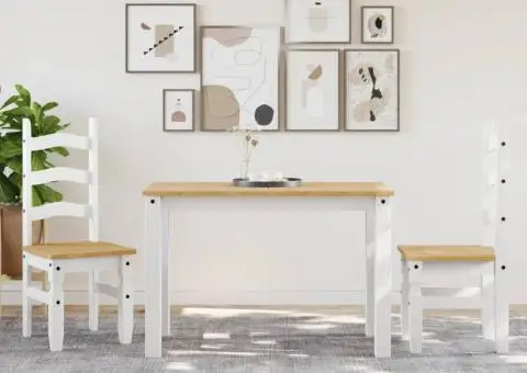 Scaune de bucătărie Corona 2buc. alb 42x47x107cm lemn masiv pin - 3/5