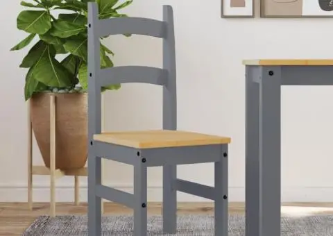 Scaune de bucătărie, 2 buc., gri, 40x46x99cm, lemn masiv de pin - 1/5