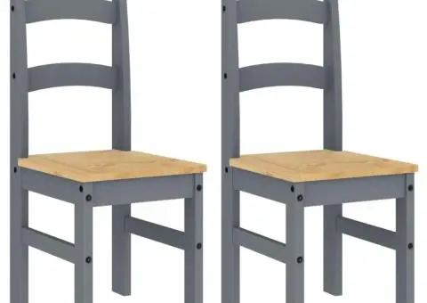 Scaune de bucătărie, 2 buc., gri, 40x46x99cm, lemn masiv de pin - 2/5