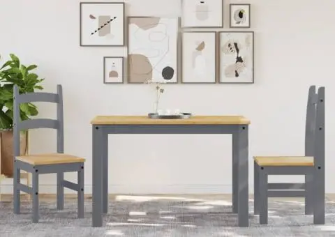 Scaune de bucătărie, 2 buc., gri, 40x46x99cm, lemn masiv de pin - 3/5