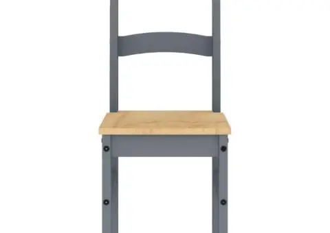 Scaune de bucătărie, 2 buc., gri, 40x46x99cm, lemn masiv de pin - 4/5