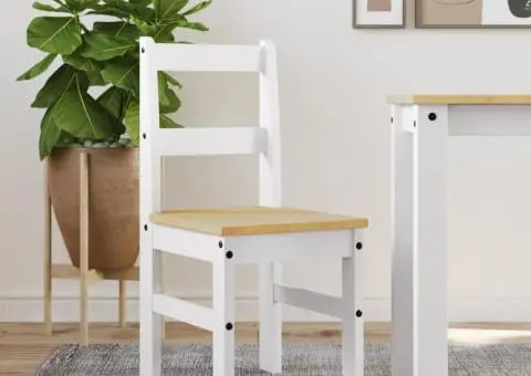 Scaune de bucătărie Panama 2 buc. alb 40x46x90cm lemn masiv pin - 1/5