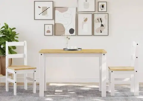 Scaune de bucătărie Panama 2 buc. alb 40x46x90cm lemn masiv pin - 3/5