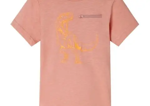 Tricou copii cu mâneci scurte portocaliu deschis 116 - 1/5