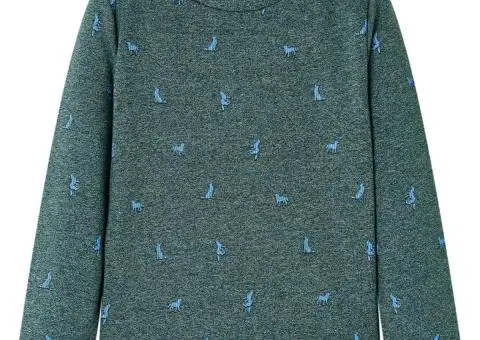 Bluzon pentru copii, verde închis melanj, 116 - 1/5