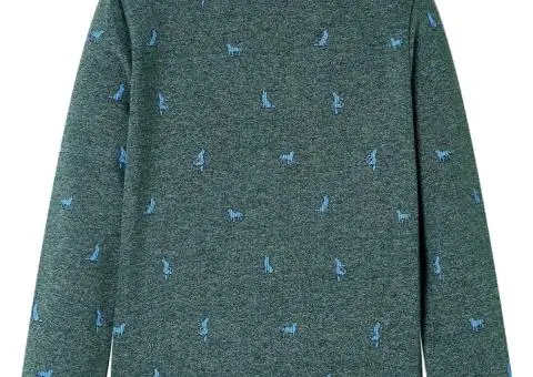 Bluzon pentru copii, verde închis melanj, 116 - 2/5