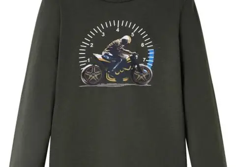 Tricou cu mâneci lungi pentru copii, kaki, 116 - 1/5