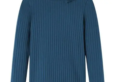 Tricou de copii cu mâneci lungi, tricot cu nervuri, bleumarin, 116 - 1/5