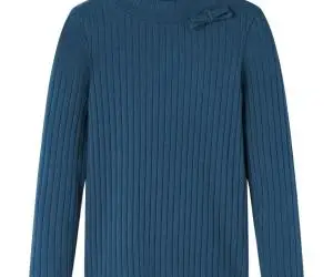 Tricou de copii cu mâneci lungi, tricot cu nervuri, bleumarin, 116