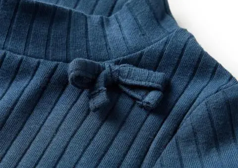 Tricou de copii cu mâneci lungi, tricot cu nervuri, bleumarin, 116 - 4/5