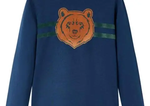 Tricou pentru copii cu mâneci lungi, bleumarin, 116 - 1/5