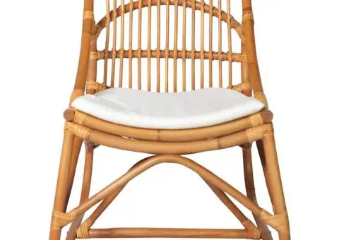 Scaun din ratan, maro deschis, pânză de in - 2/5