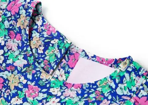 Rochie pentru copii, mâneci cu volane, albastru cobalt, 140 - 3/5