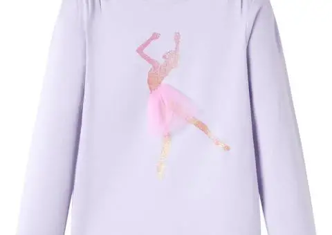 Tricou de copii cu mâneci lungi, liliac deschis, 92 - 1/5