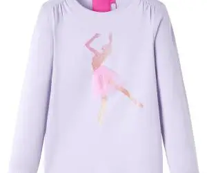 Tricou de copii cu mâneci lungi, liliac deschis, 92