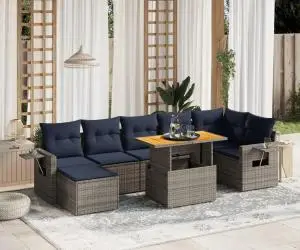 vidaXL Set canapele de grădină cu perne, 8 piese, gri, poliratan