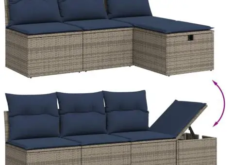 Set canapele de grădină cu perne, 8 piese, gri, poliratan - 3/4