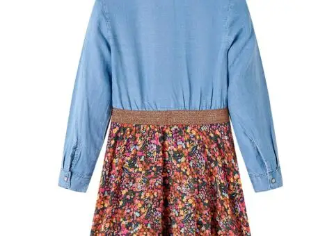 Rochie pentru copii cu mâneci lungi, bleumarin și albastru denim, 92 - 2/5