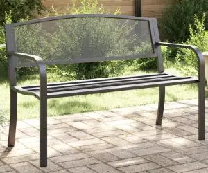 vidaXL Bancă de grădină, negru, 119 cm, oțel