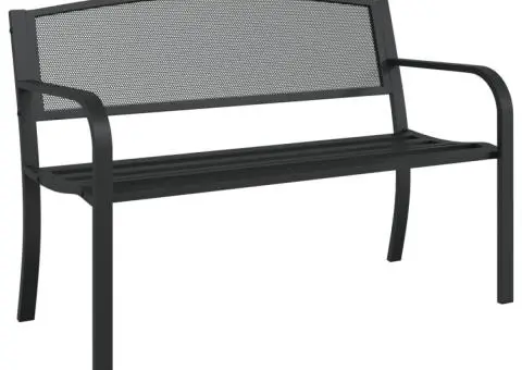 Bancă de grădină, negru, 119 cm, oțel - 2/5