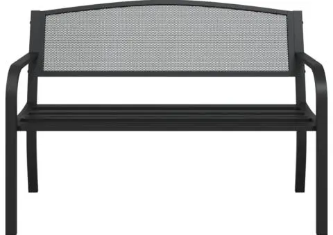 Bancă de grădină, negru, 119 cm, oțel - 4/5