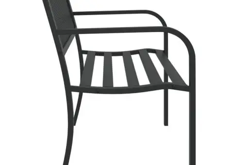 Bancă de grădină, negru, 119 cm, oțel - 5/5
