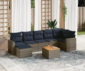 vidaXL Set canapele de grădină cu perne, 8 piese, gri, poliratan