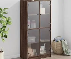 vidaXL Dulap înalt cu uși, stejar maro, 68x37x142 cm, lemn compozit