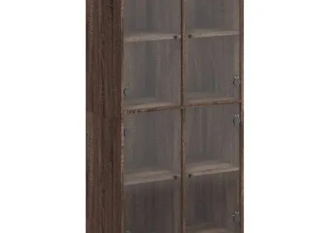 Dulap înalt cu uși, stejar maro, 68x37x142 cm, lemn compozit - 2/5