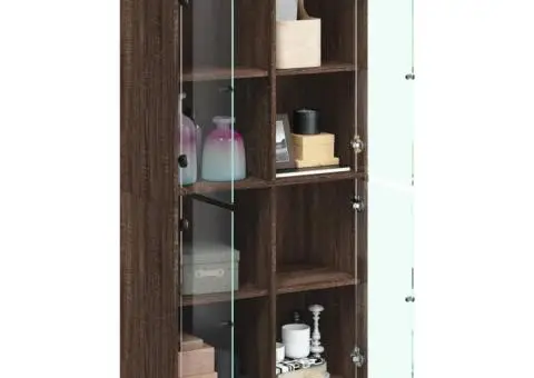 Dulap înalt cu uși, stejar maro, 68x37x142 cm, lemn compozit - 4/5