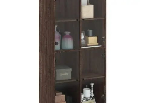 Dulap înalt cu uși, stejar maro, 68x37x142 cm, lemn compozit - 5/5