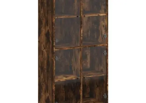 Dulap înalt cu uși, stejar fumuriu, 68x37x142 cm, lemn compozit - 2/5