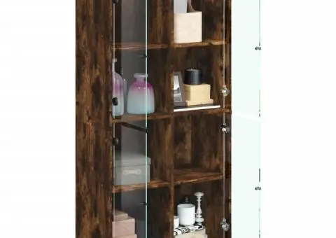 Dulap înalt cu uși, stejar fumuriu, 68x37x142 cm, lemn compozit - 4/5