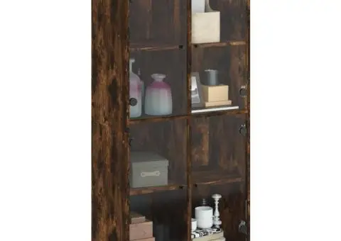 Dulap înalt cu uși, stejar fumuriu, 68x37x142 cm, lemn compozit - 5/5