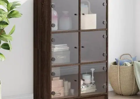 Dulapuri înalte cu uși stejar maro 68x37x109 cm, lemn prelucrat - 1/5