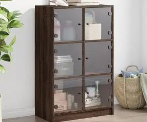 vidaXL Dulapuri înalte cu uși stejar maro 68x37x109 cm, lemn prelucrat
