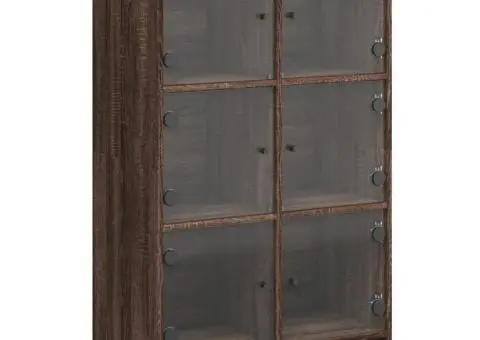 Dulapuri înalte cu uși stejar maro 68x37x109 cm, lemn prelucrat - 2/5