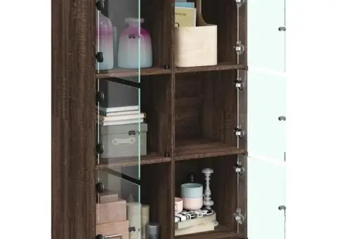 Dulapuri înalte cu uși stejar maro 68x37x109 cm, lemn prelucrat - 4/5