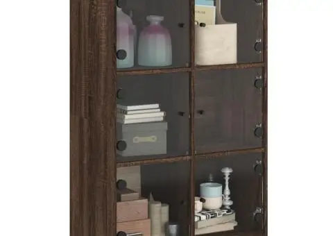 Dulapuri înalte cu uși stejar maro 68x37x109 cm, lemn prelucrat - 5/5