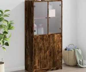 vidaXL Dulap înalt cu uși, stejar fumuriu, 68x37x142 cm, lemn compozit