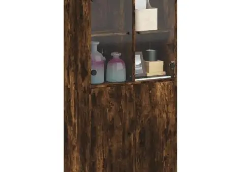 Dulap înalt cu uși, stejar fumuriu, 68x37x142 cm, lemn compozit - 5/5