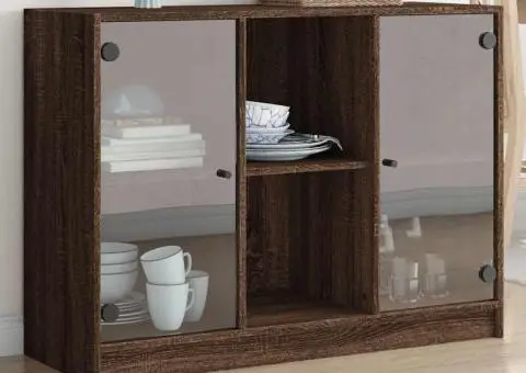 Servantă, stejar maro, 102x37x75,5 cm, lemn prelucrat - 1/5